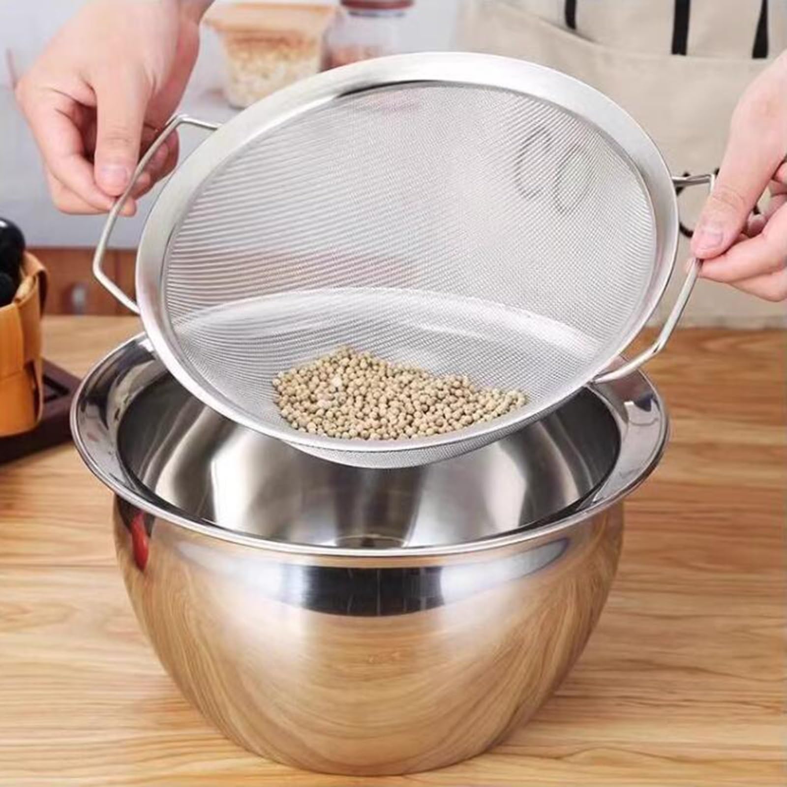 Sitko do mąki ze stali nierdzewnej, sitko do herbaty ze stali nierdzewnej, sitko kuchenne nadaje się do przesiewania, filtrowania i opróżniania. (31,4 cm)
