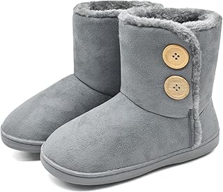 KuaiLu Womens-Memory-Foam-Slipper-Boots fluff Plush Faux Fur Lined House Slipper Boots Ladies Chenille Knit with Warm Fleece Slip on Winter Slippers, Non-Slip Hard Rubber Sole