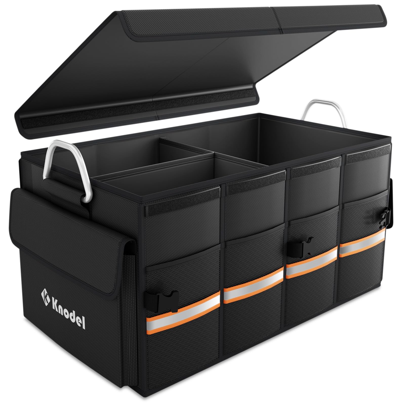 Knodel Car Boot Organiser, Heavy Duty Car Boot Storage with Foldable Cover, Collapsible Car Boot Tidy, Non-Slip Tidy Boot Bag for All Vehicles (Medium, Black)