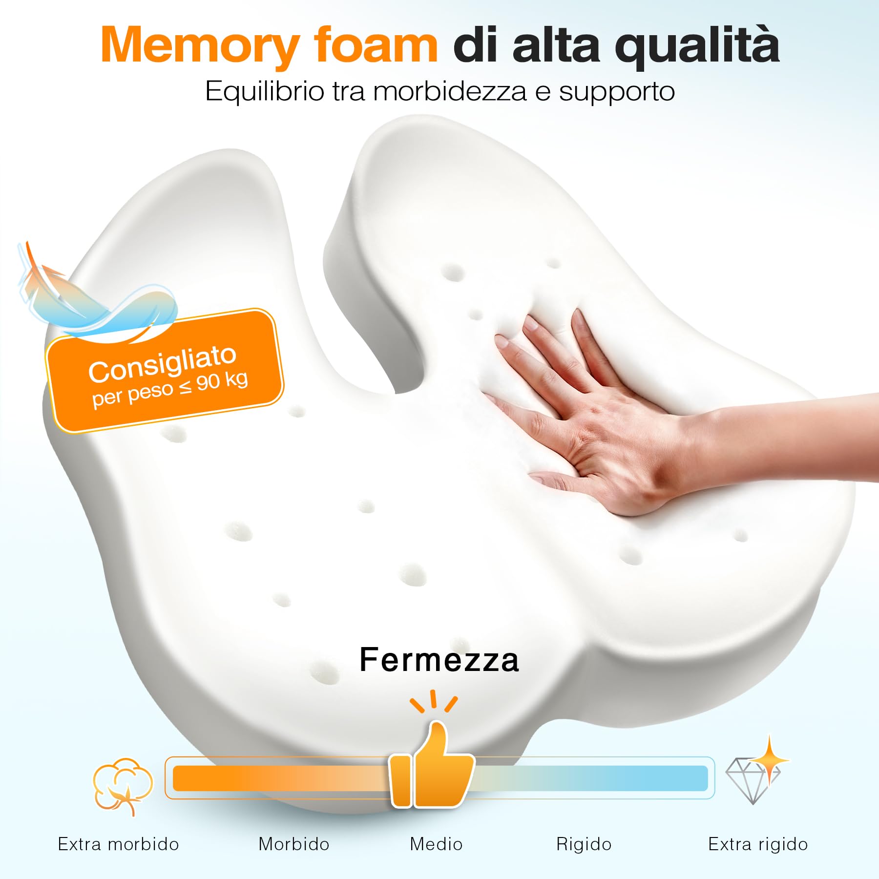 Cuscino Sedia Ufficio - Cuscino Sedile, Cuscino Memory Foam per Sedia da Scrivania, Ufficio Casa Auto Sedia a Rotelle, tutte le stagioni