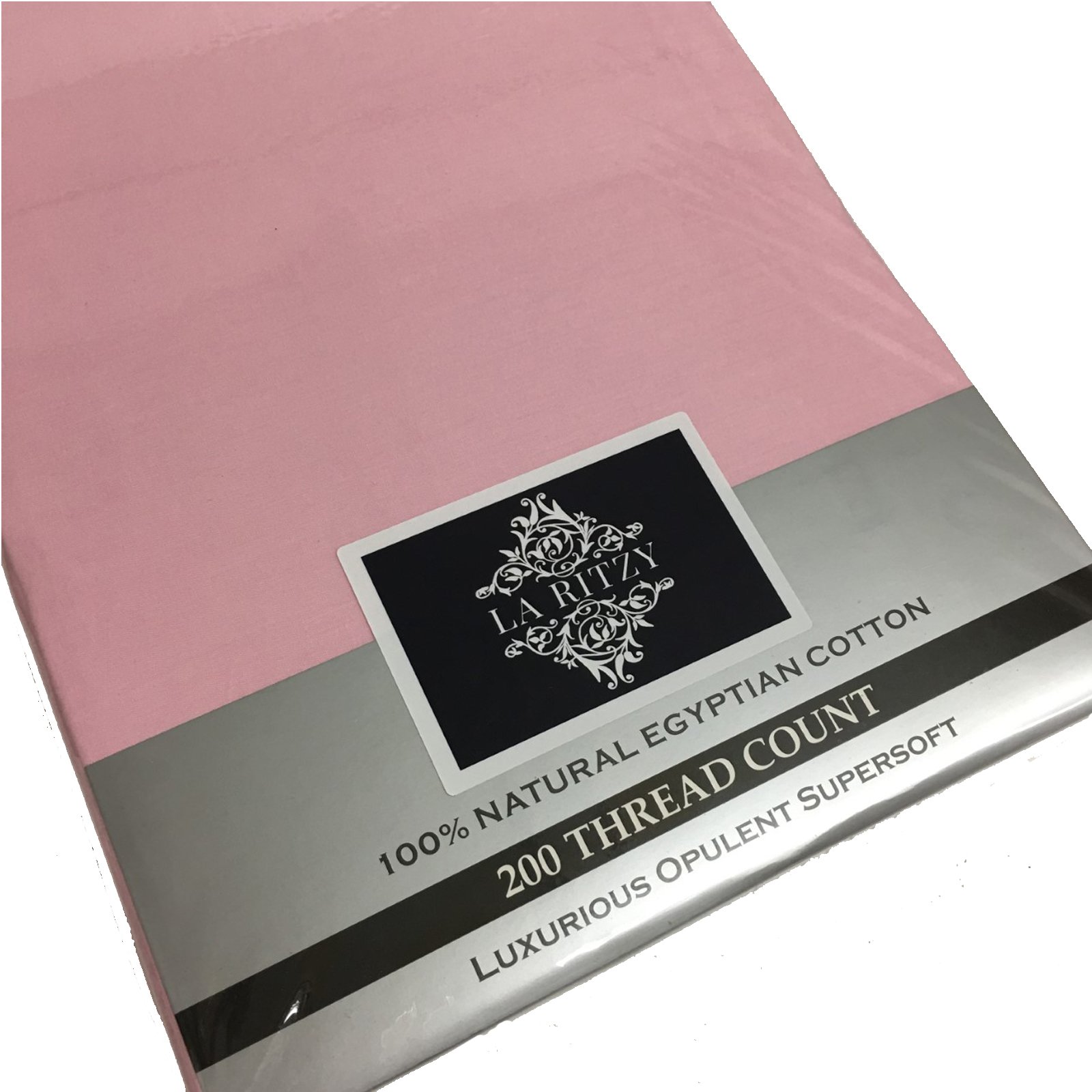 Slumber Nights Egyptian Cotton 200 Thread Count Plain Flat Sheet Bed (Pink, Double)