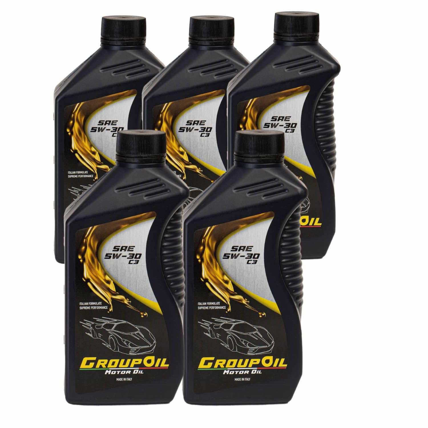 Lubrificanti GROUPOIL 5W30 ACEA C3 5x1L- Olio motore totalmente sintetico formulato con oli base sintetica ad alte prestazioni - 100% made in italy