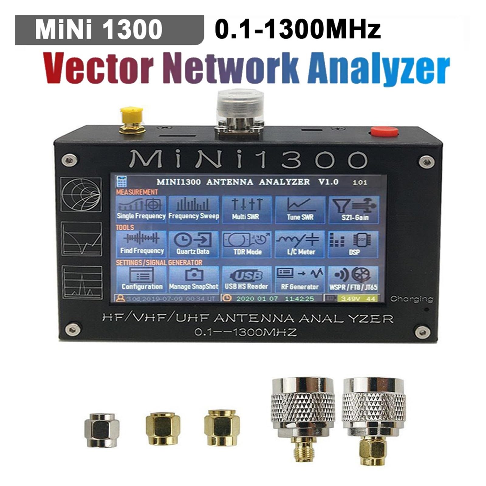 Spektrumanalysator, Mini1300 0,1-1300 MHz HF VHF UHF Antennenanalysator Vektornetzwerkanalysator SWR-Meter Frequenz-Sweep RF-Radio-Multimeter