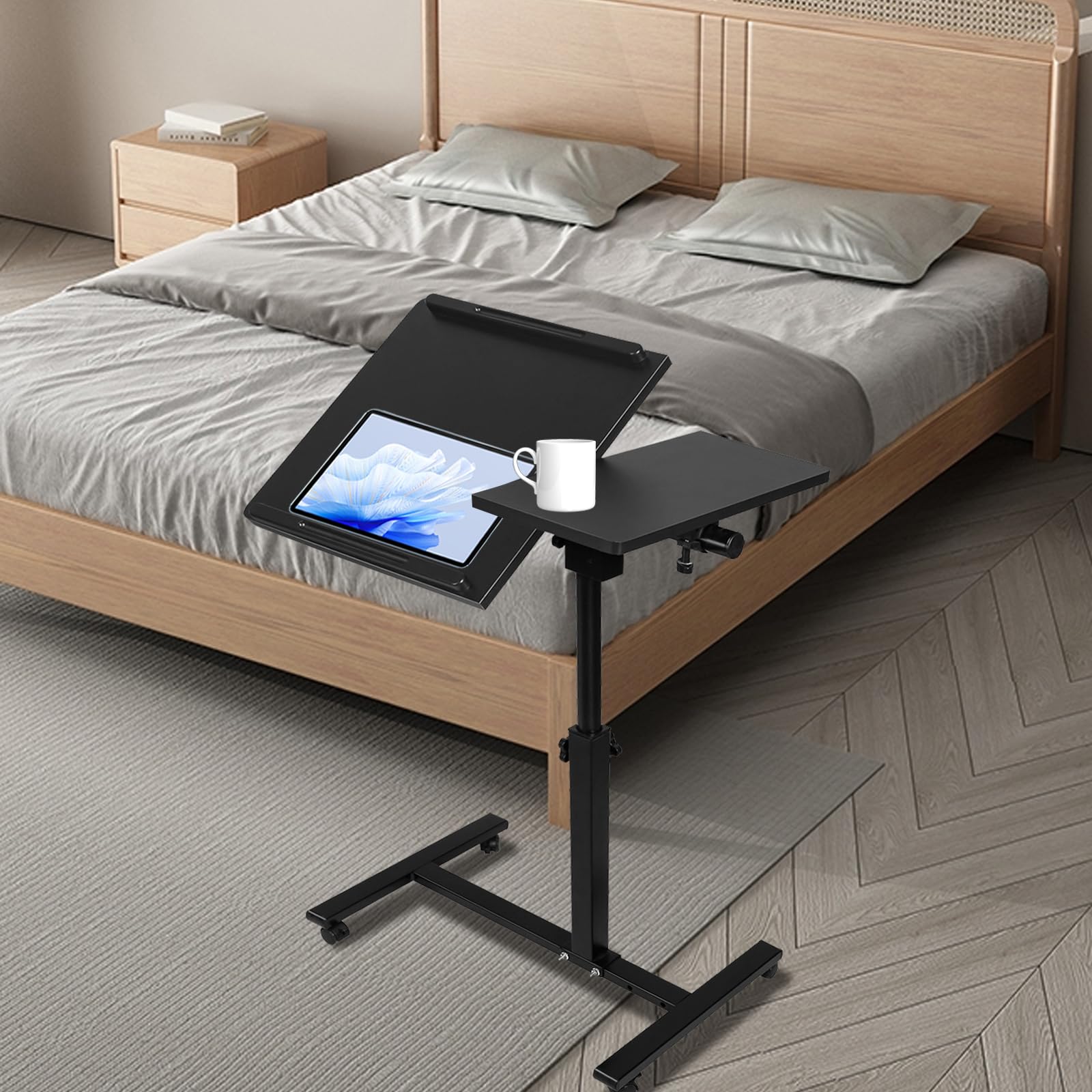 SDdPulse Scrivania per computer regolabile in altezza con 4 ruote, portatile, regolabile in altezza, 70 x 44 x 95,70 x 44 x 95 cm, colore: nero