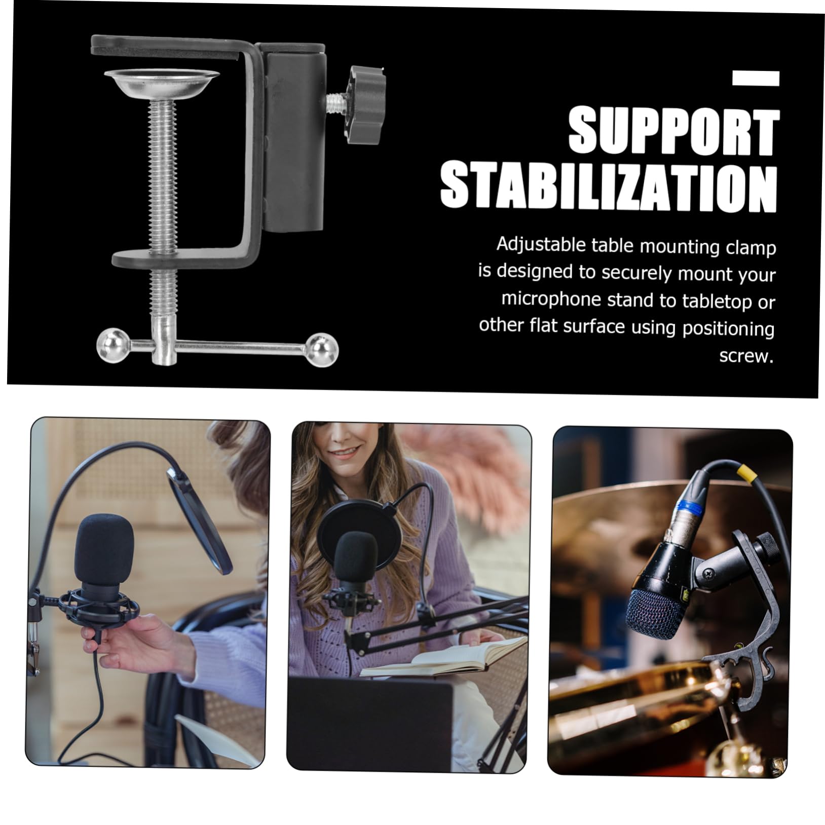 VICASKY Multi Function Microphone Clamp Base Desktop Holder for Stage and Home Use Protects Surface Compatible with Various Equipment Durable Alloy Construction