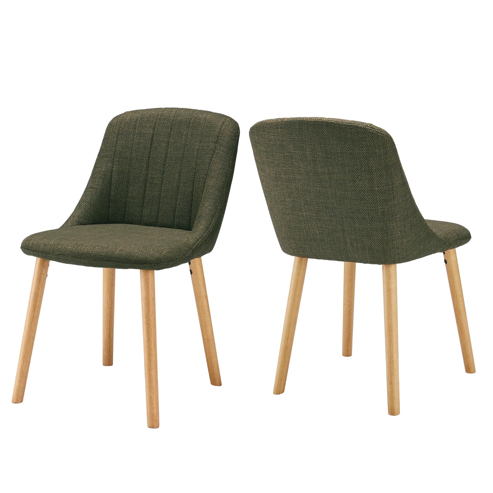 Goeurvant Esszimmerstuhl 2er Set Grün Küchenstuhl Stühle Esszimmer mit Massivholz-Beine und Rückenlehne Wohnzimmerstuhl aus Polyester