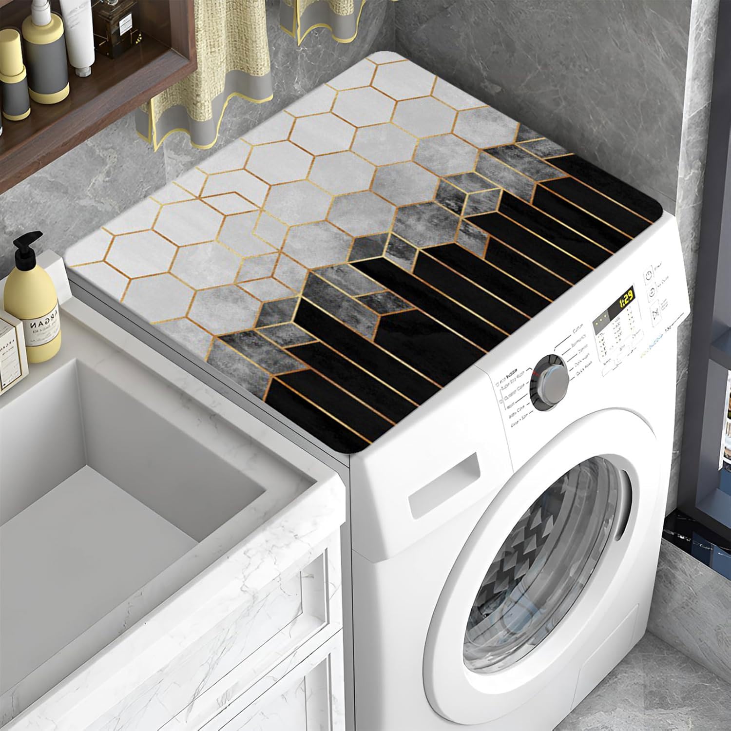 YeahBoom Cubierta Superior para Lavadora y Secadora,60 x 60 cm Cubierta para Lavadora,Funda para Lavadora,Funda Antipolvo para Lavadoras,Secadoras,Cocinas,Autocaravanas,Baños — view 20