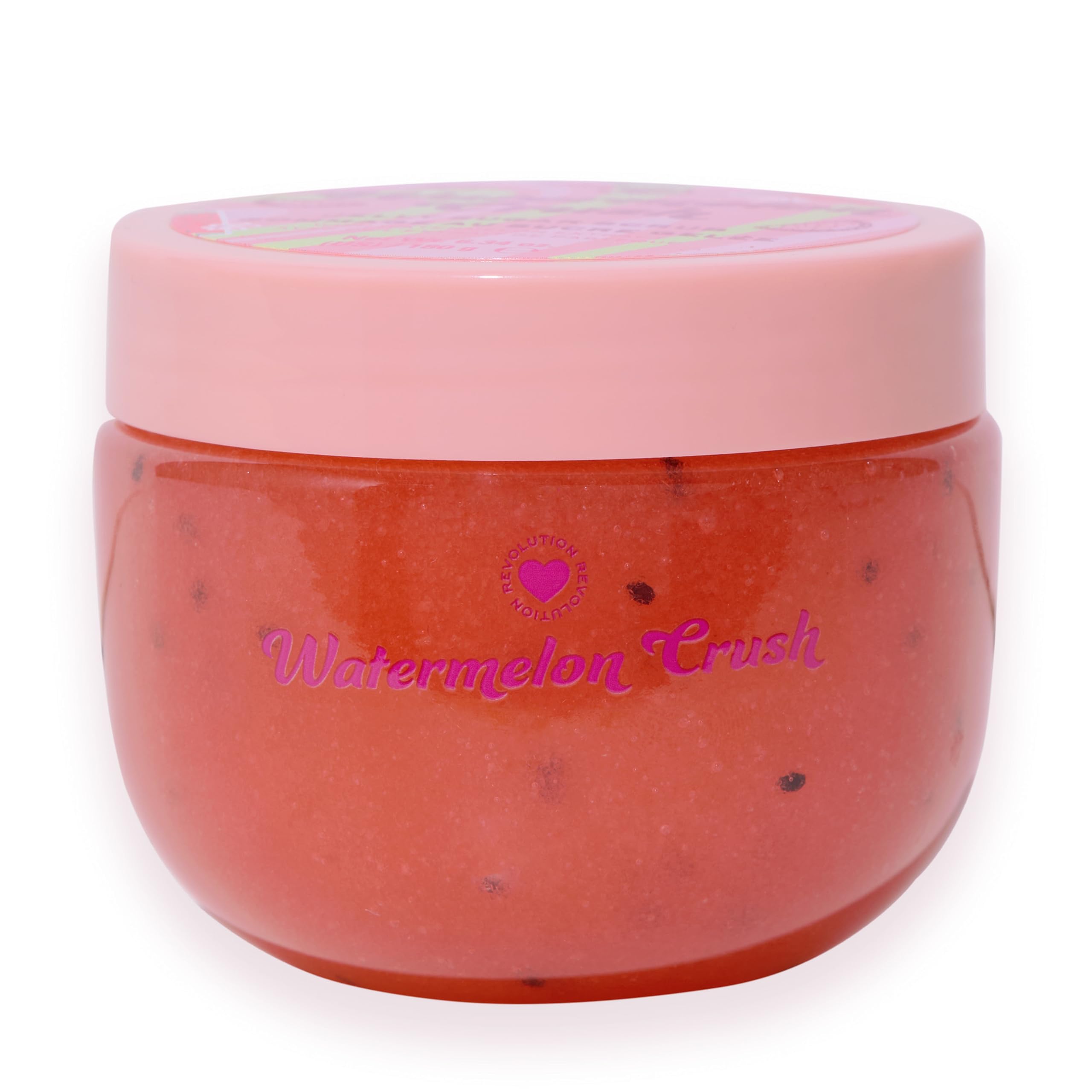 I Heart Revolution Watermelon Crush Sugar Scrub, Coconut Oil Infused Body Exfoliating Scrub with Chia Seeds, Vegan, 150g
