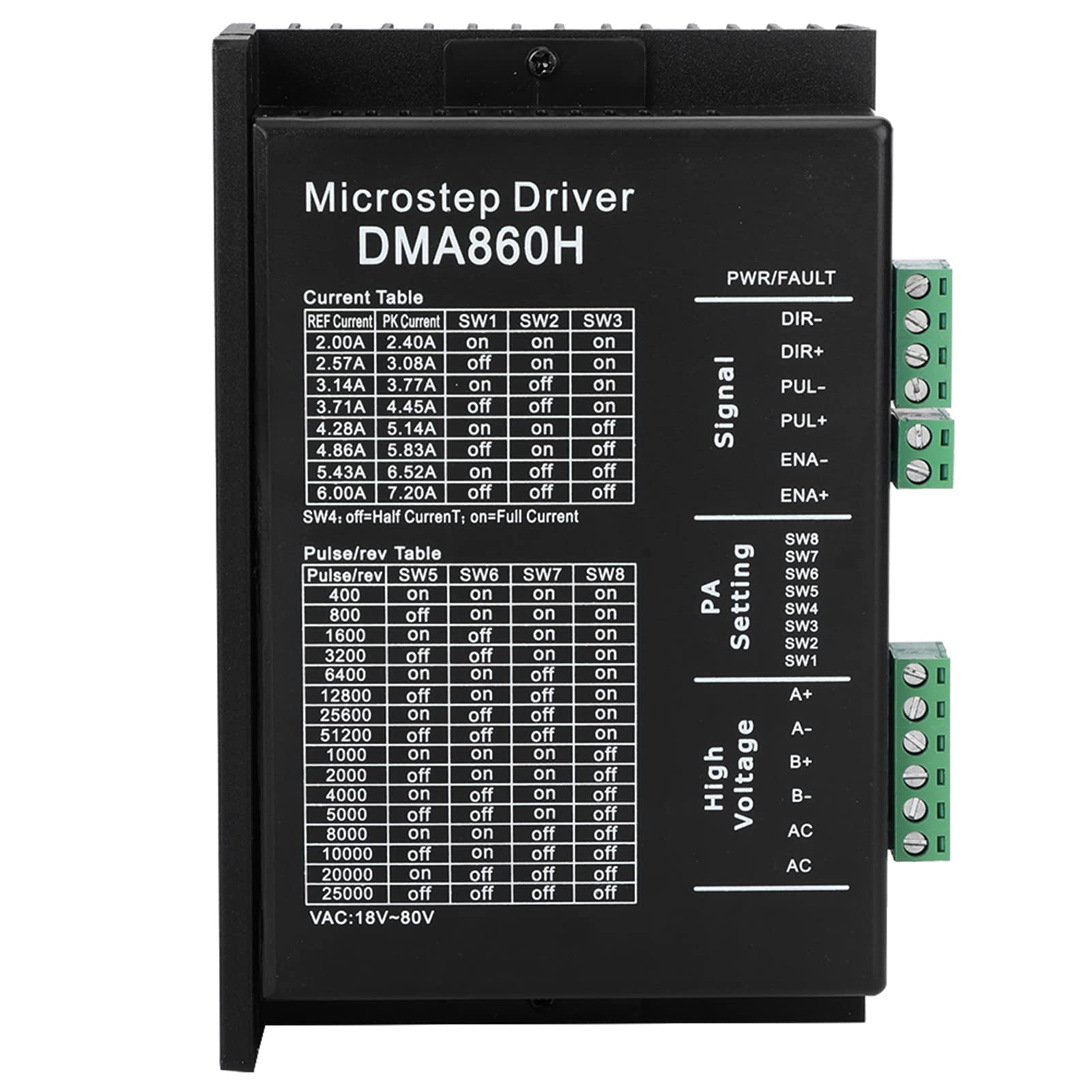 Oumefar 1pc DMA860H Motor Driver 2 4 7 2A Digital CNC 32 Bit 18 80VAC Motor Driver Ultra Low Noise for Machine Equipment