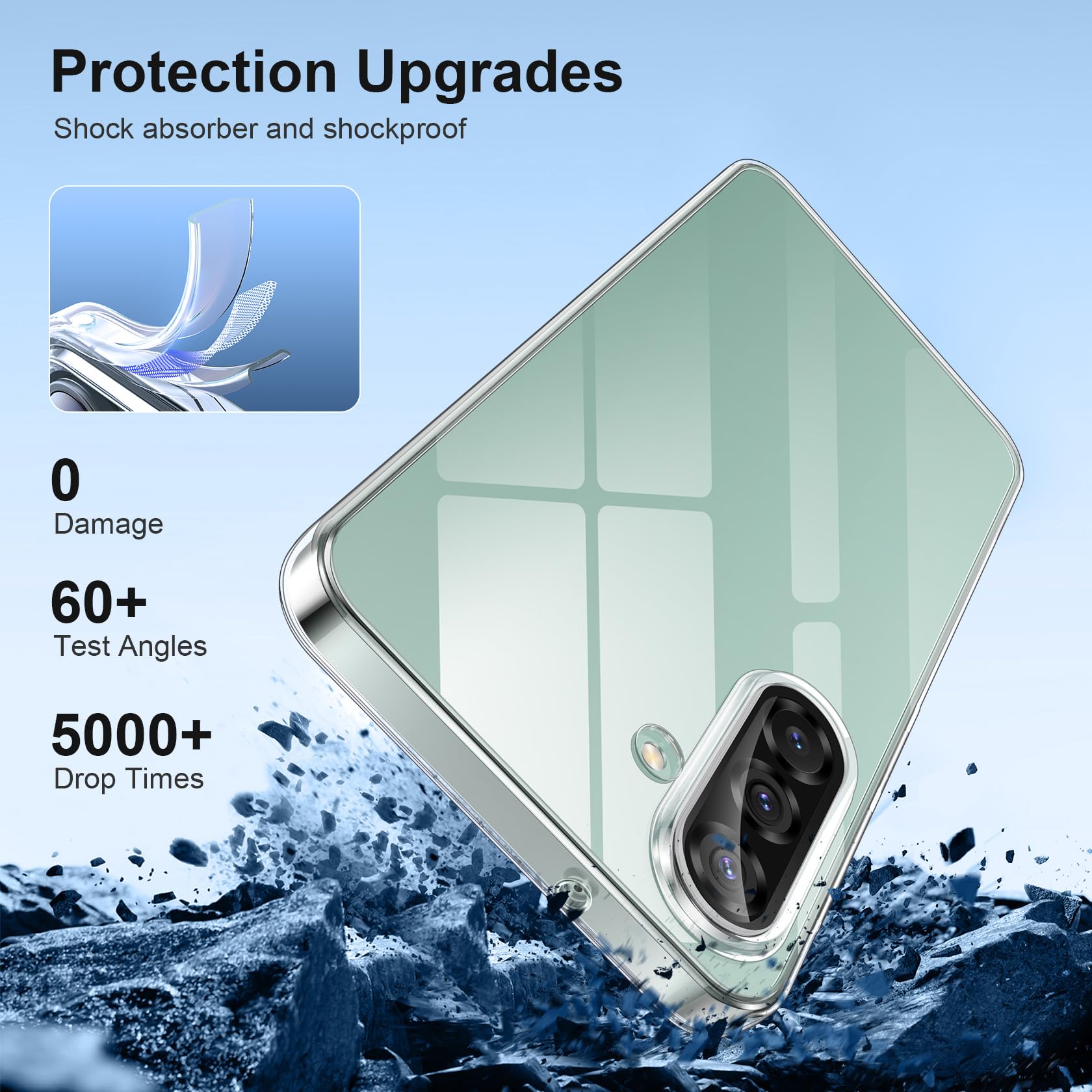 FLLAO Cover Compatibile con Samsung Galaxy A26 5G con 3 Pellicola Vetro Temperato, Custodia Trasparente Ultra Sottile Silicone TPU Morbido Case Protettivo Trasparente