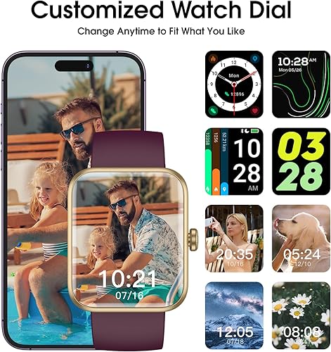 Miniatura 5 de Reloj inteligente, rastreador de actividad física con pantalla táctil de 1.772 in, monitor de frecuencia cardíaca, oxígeno en sangre, reloj de