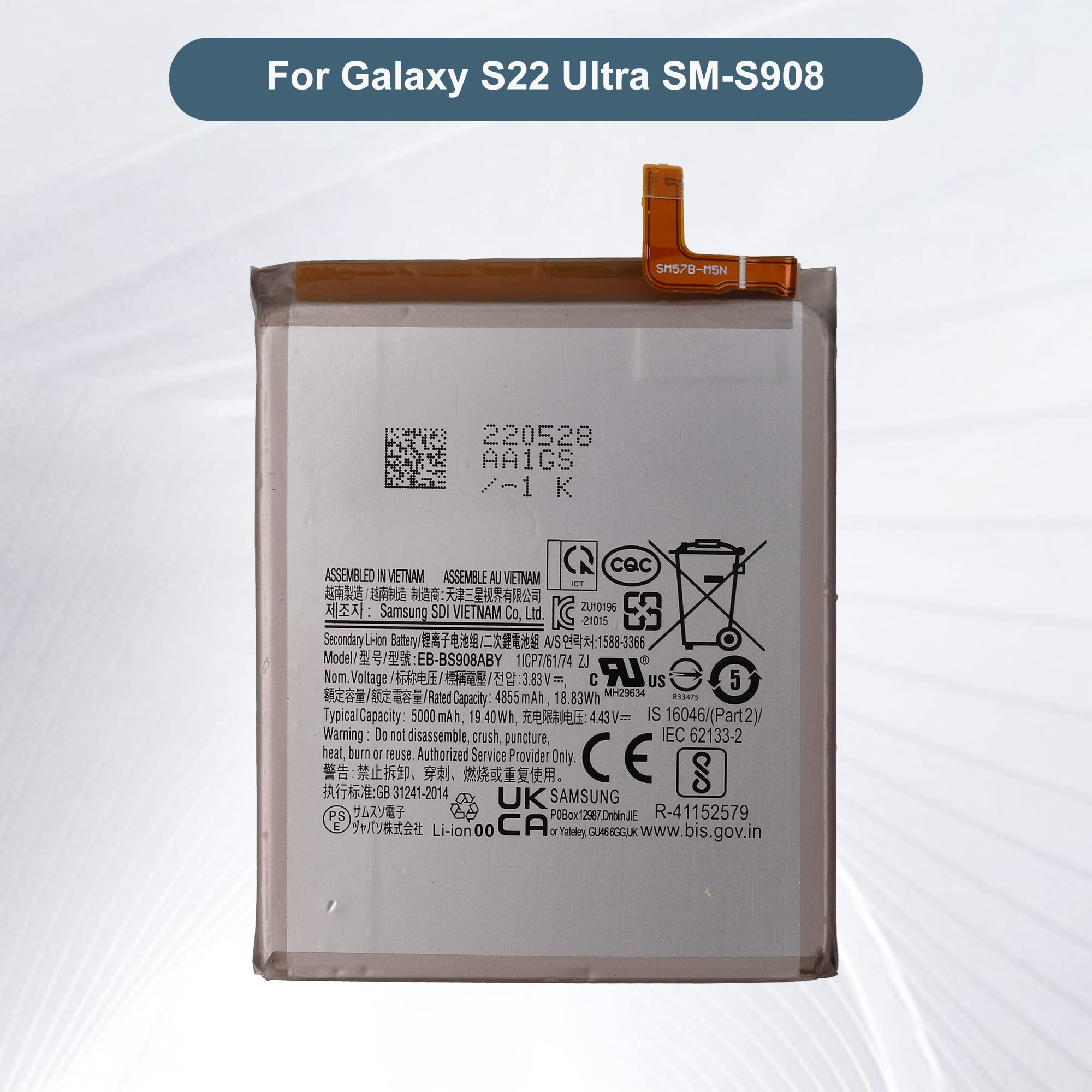 E-YIIVIIL Replacement Battery EB-BS908ABY Compatible with Samsung Galaxy S22 Ultra SM-S908 with Tools