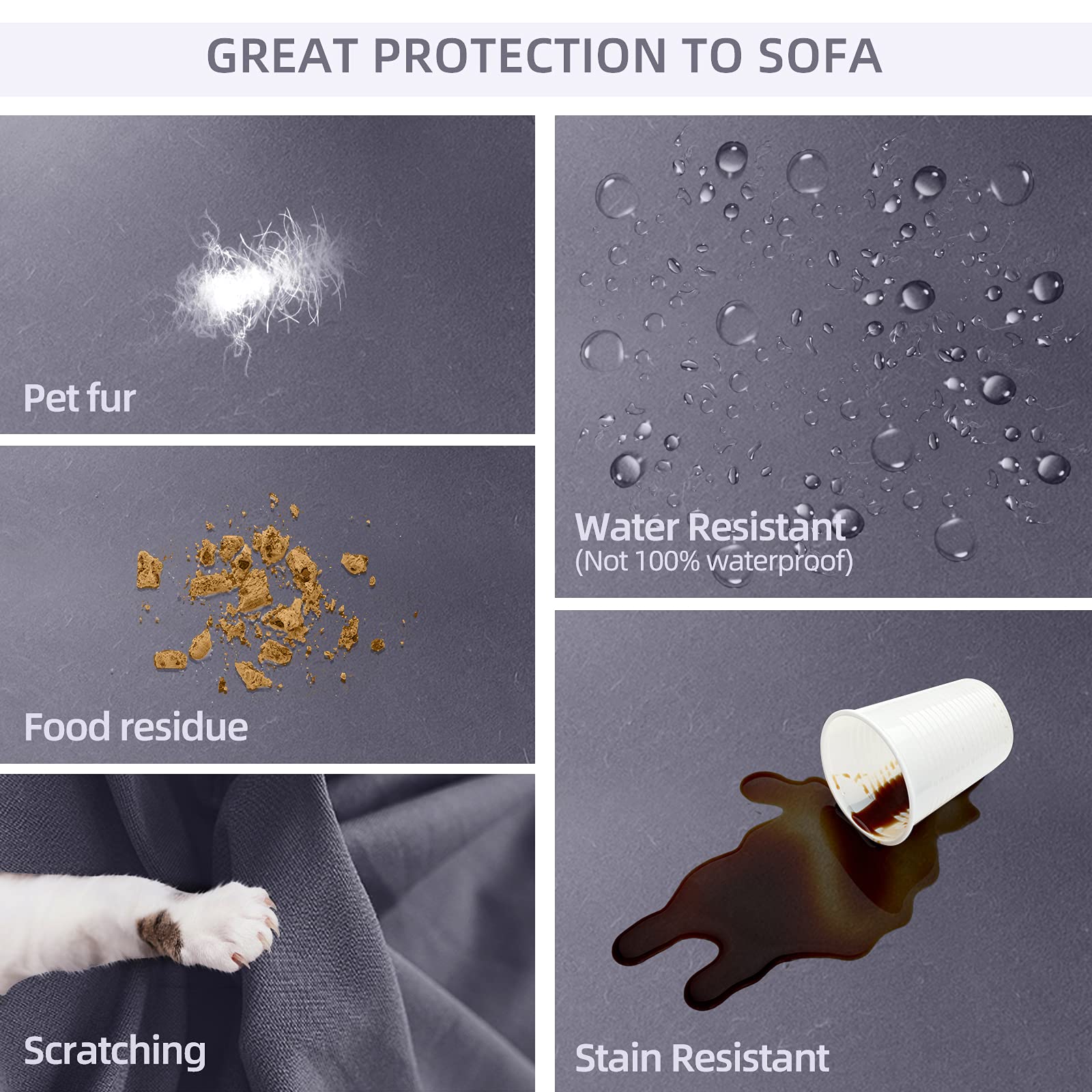 HDCAXKJ Sectional Couch Covers Stretch Water Resistance L Shape Sofa Cover Universal 2 Piece Thick L-Shaped Slipcovers Set Living Room Anti Slip Dogs Pets Furniture Protector (Lightgrey, Large)