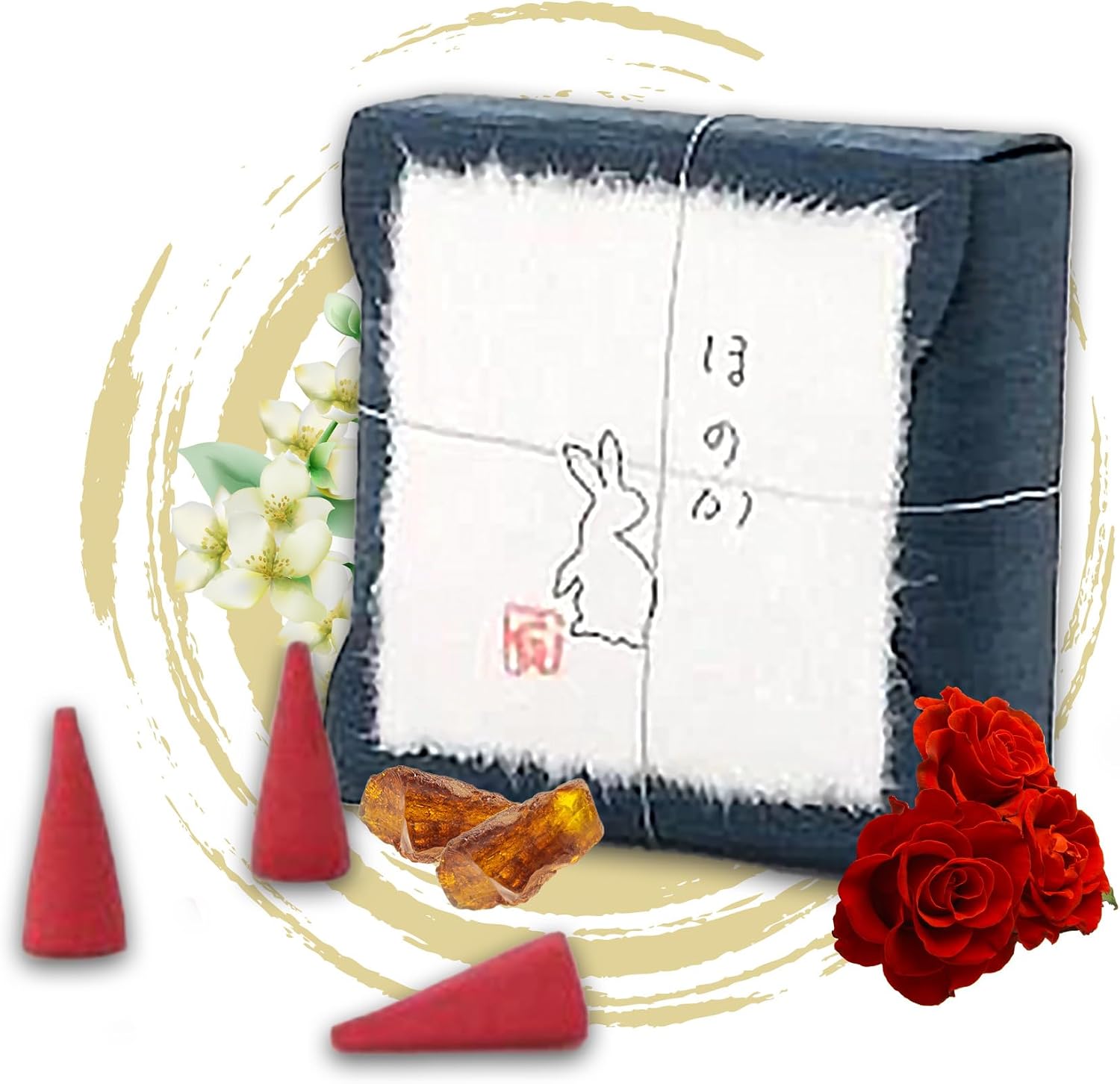 Hasegawa Rabbit Series Japanese Incense Cones: 12 Cones, Gentle Aroma with Adorable Rabbit Illustration, Made in Japan, 15-17 Min Burn Time しずか (Shizuka: A Tranquil Meadow Fragrance)