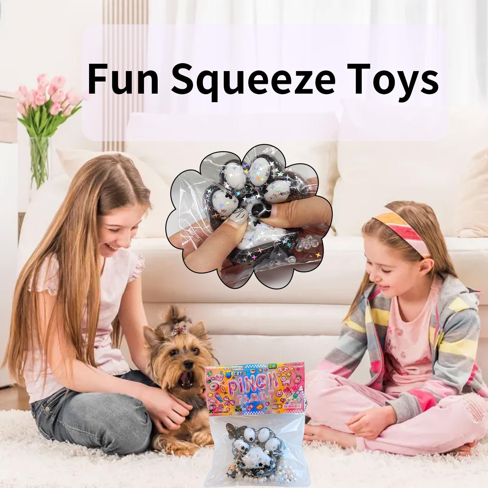 KEWUF 3 Peluche Antistress Zampe Di Gatto - Giocattoli Squishy In Silicone Alimentare, Morbidi E Decompressivi, Per Bambini E Adulti, Colori Bianco, Viola, Blu
