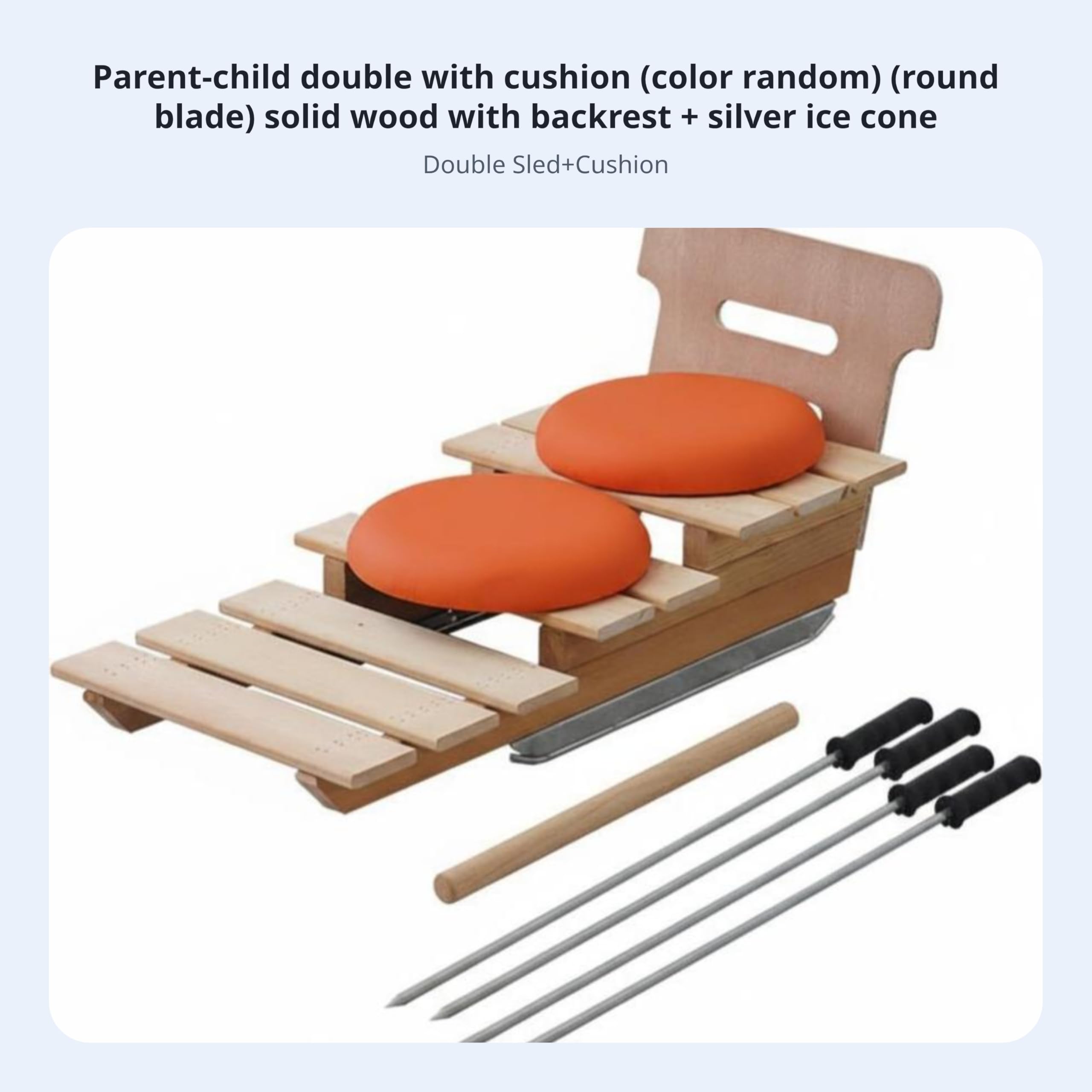 Slitta di Legno per Neve con Seduta Regolabile E Struttura Pieghevole Giocattolo Tradizionale per Bambini E Adulti Adatto per Slittino Allaperto E Divertimento Invernale, color to 2