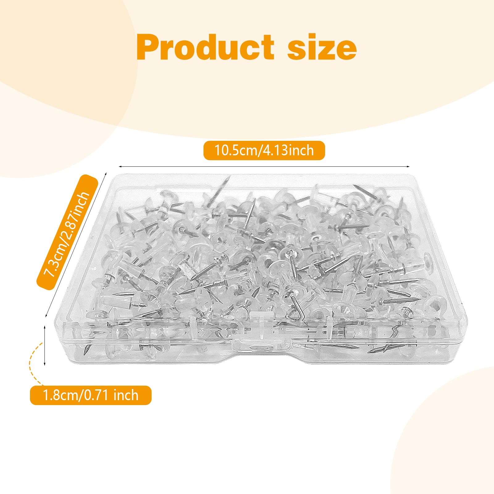 Przezroczyste pinezki 100 sztuk – szpilki z plastikowym pudełkiem, idealne pinezki do prac DIY, tablic korkowych, ogłoszeniowych i map ściennych