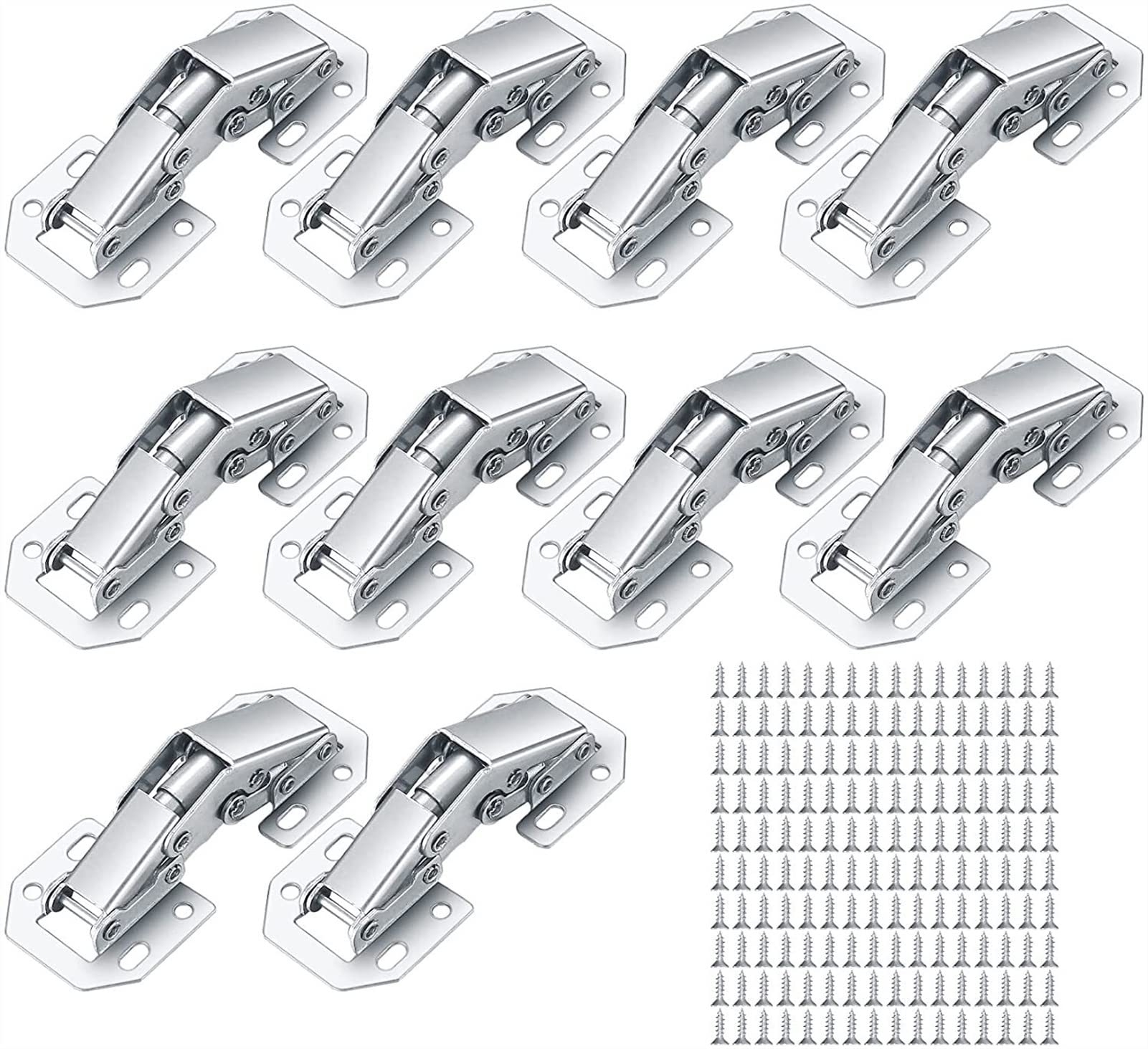 Nvsfzgiyg One Color 10 Pcs Cabinet Door Free Slotted 3-Inch Hinge Thickened Surface Mounted Hydraulic Buffer Bridge