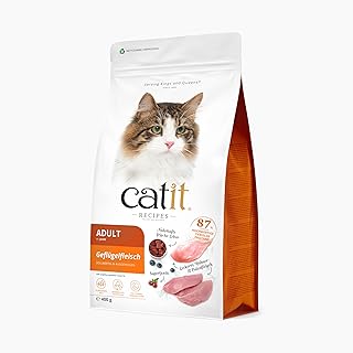 Catit Recipes - Premium Trockenfutter für Katzen - mit Geflügelfleisch, für ausgewachsene Katzen, Alleinfuttermittel, 400g, hilft Haarballenbildung vorzubeugen product image