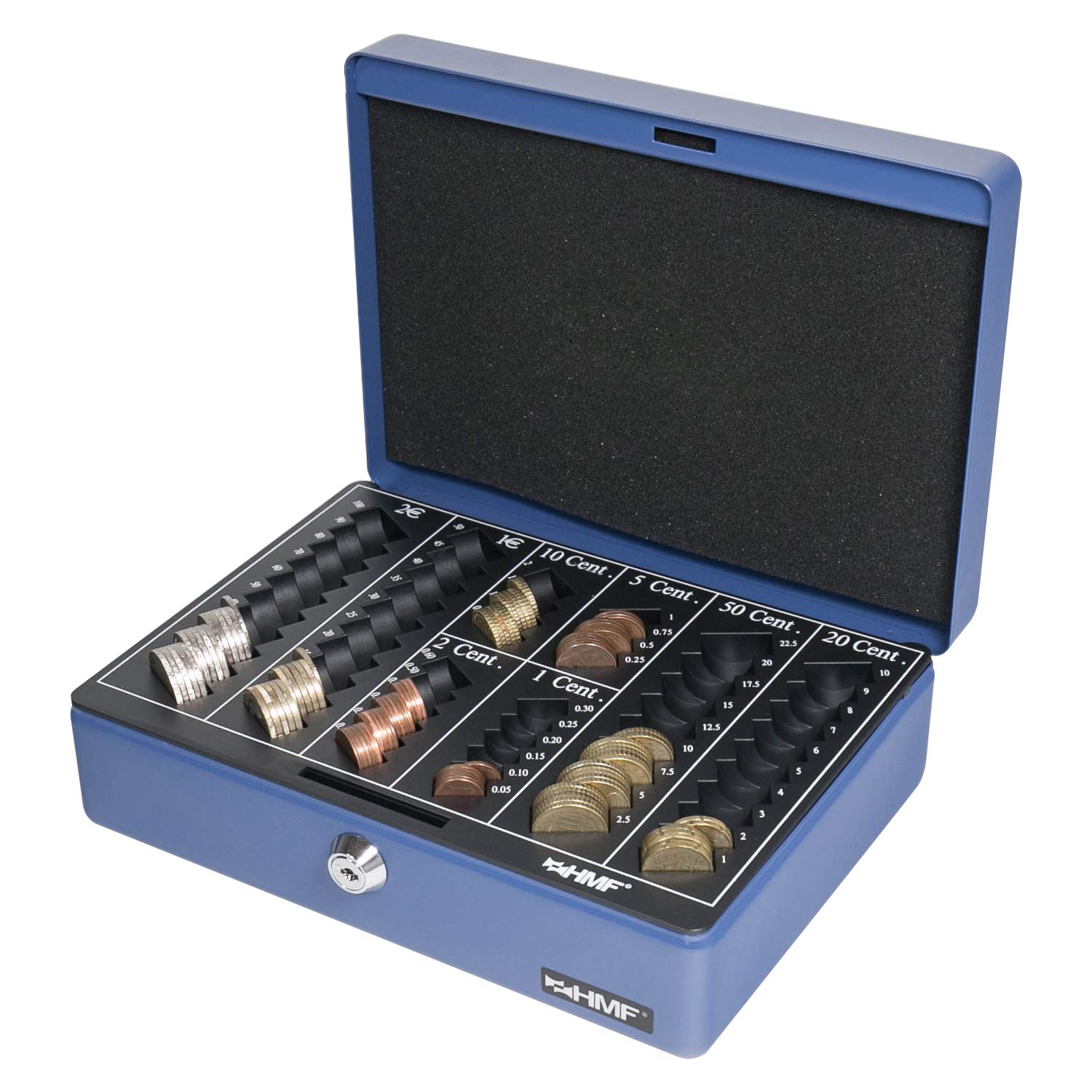 HMF 208-05 Caja de caudales, para monedas 25 x 18 x 9 cm, azul