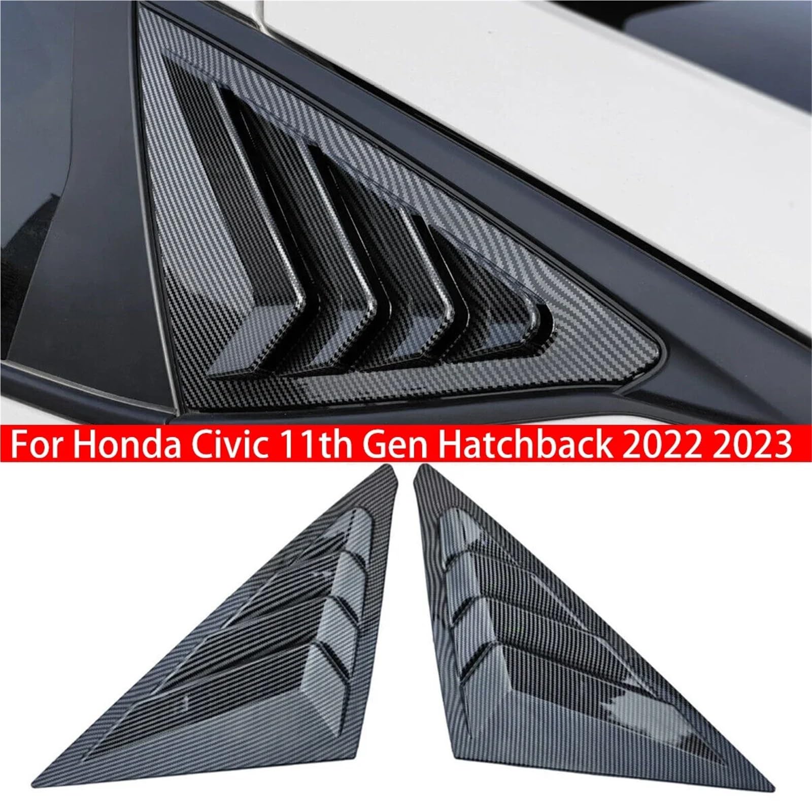 Pasuje do Hondy Civic 11. generacji Hatchback 2022-2023, osłona tylnej szyby, boczna żaluzja, naklejka ozdobna, kratka wentylacyjna ABS Migawki Tylnej Szyby