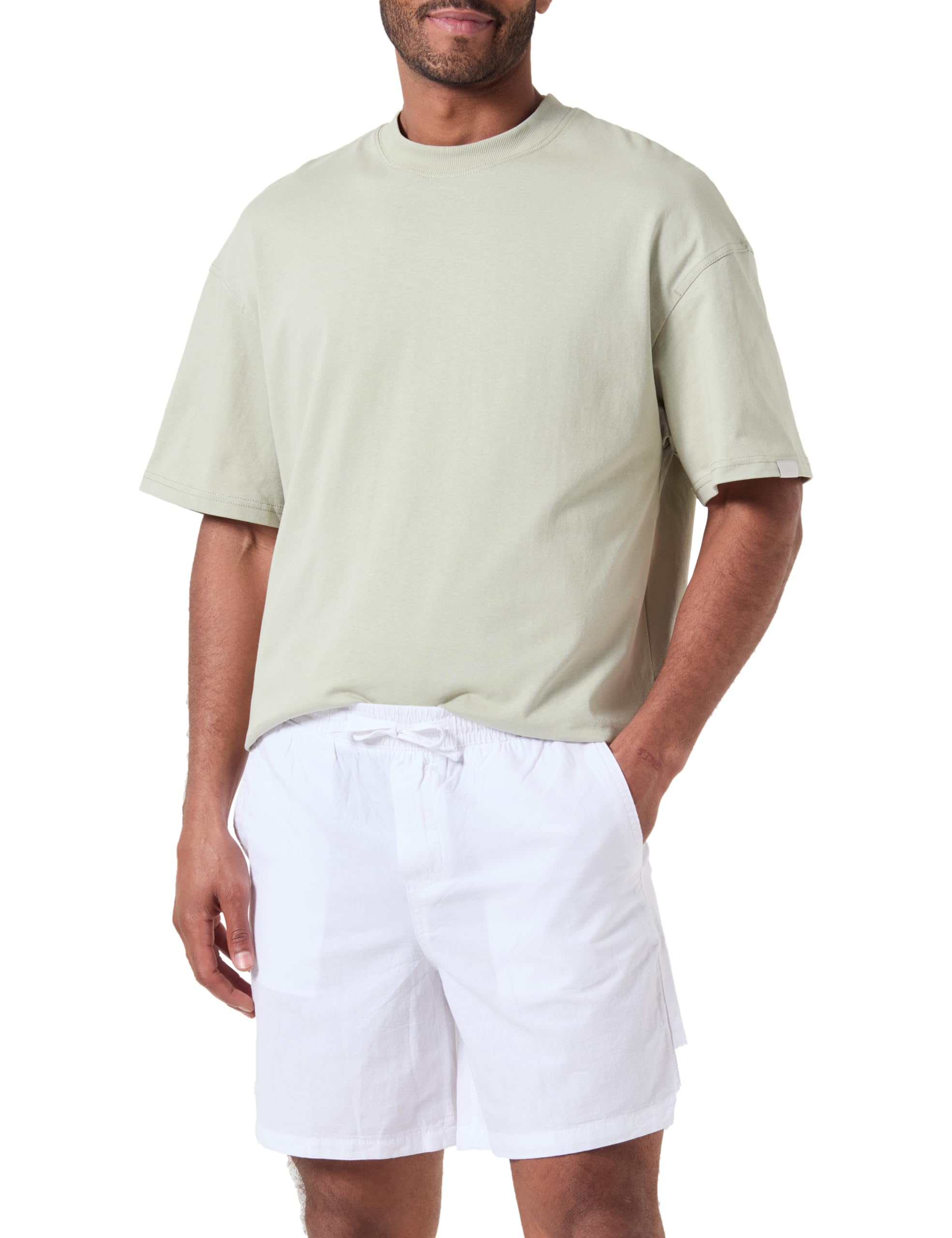Jack & Jones JACK&JONES JPSTJAIDEN JJSUMMER Linen Blend Short SN, Pantalones Cortos Hombre, Bright White,