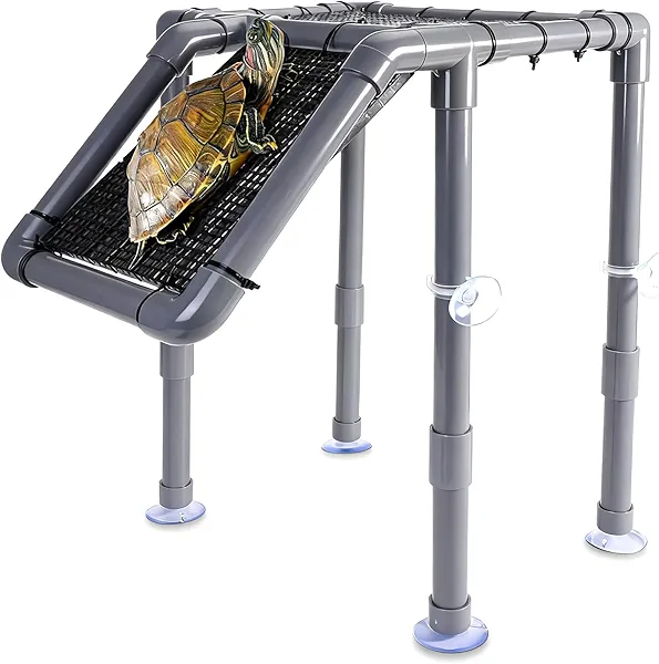 SKARUS Large Standing Turtle Basking Platform with Ramp, 12" Width Turtles Docks Aquatic Resting Area, DIY Basking Platform for Aquatic Turtles, PVC Pipes and EggCrate, Turtle Tank Accessories