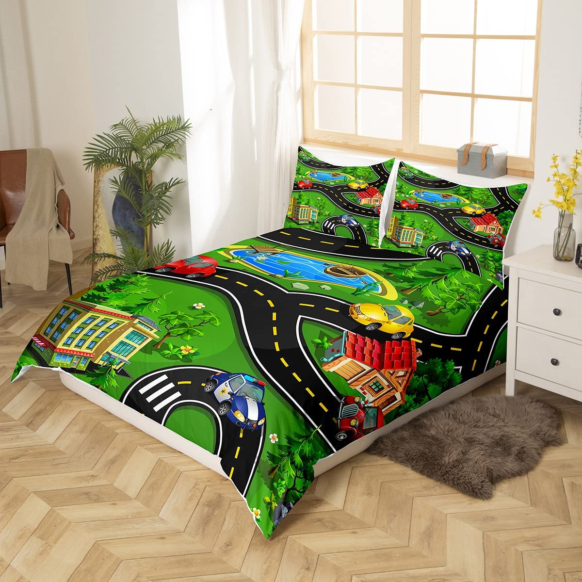 Set di biancheria da letto per bambini poliziotto per adulti ragazzi ragazze Cool The Polica Vehicle Down Comforter Automobile Car Sport Decor trapunta decorazione camera 2 pezzi 135x200cm