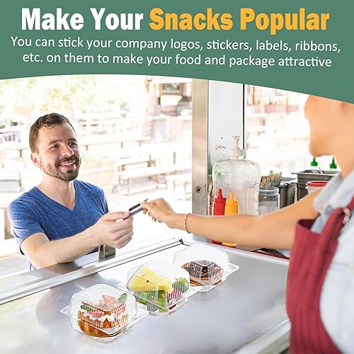 Miniatura 4 de 300 recipientes de plástico transparente para llevar de 5 x 5 pulgadas, contenedores desechables de plástico para llevar con tapas transparentes,