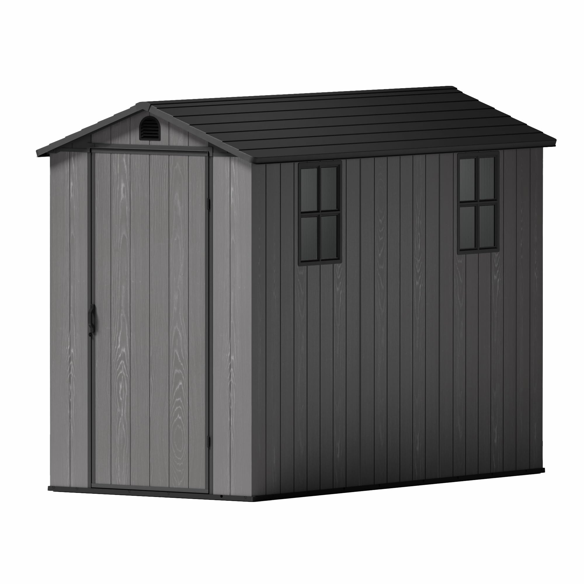 Greesum 4x8FT Plastic Outdoor Storage Shed with Floor, Dark Gray