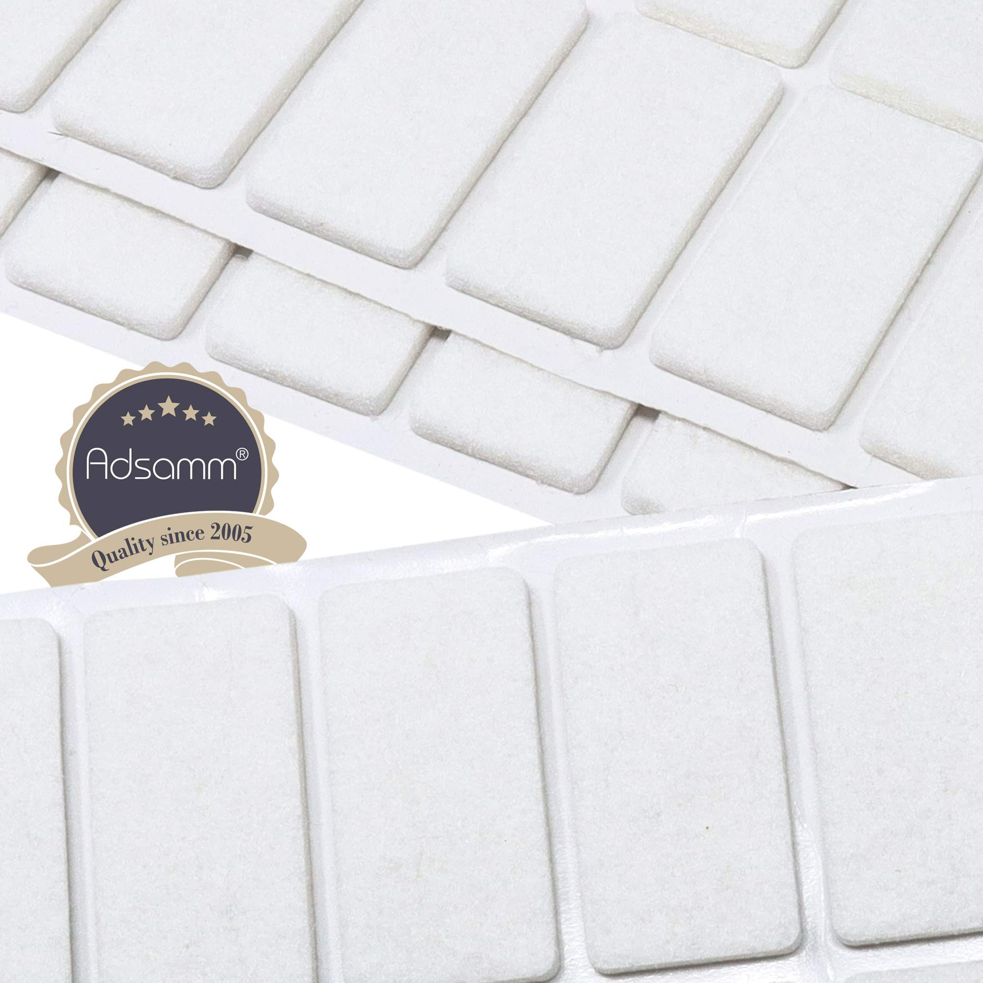 Adsamm® / 20 x feltrini autoadesivi/Bianco / 20x40 mm/Rettangolare/piedini per mobili in feltro da 3.5 mm di spessore/pad protettivi per arredi