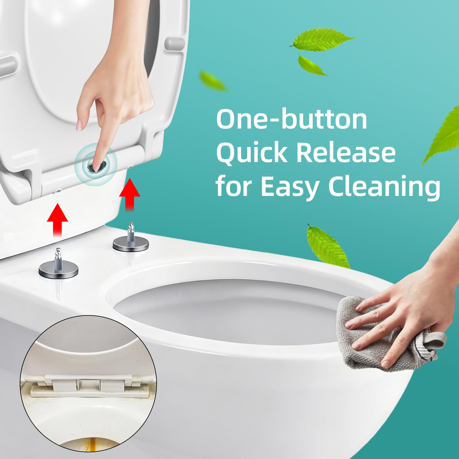 Toilettendeckel mit Absenkautomatik,Urea-Duroplast WC Sitz Quick-Release Funktion zur Einfachen Reinigung – Einfache Montage,bis 250 kg, aus Antibakteriellem Duroplast Klodeckel Urea-Duroplast