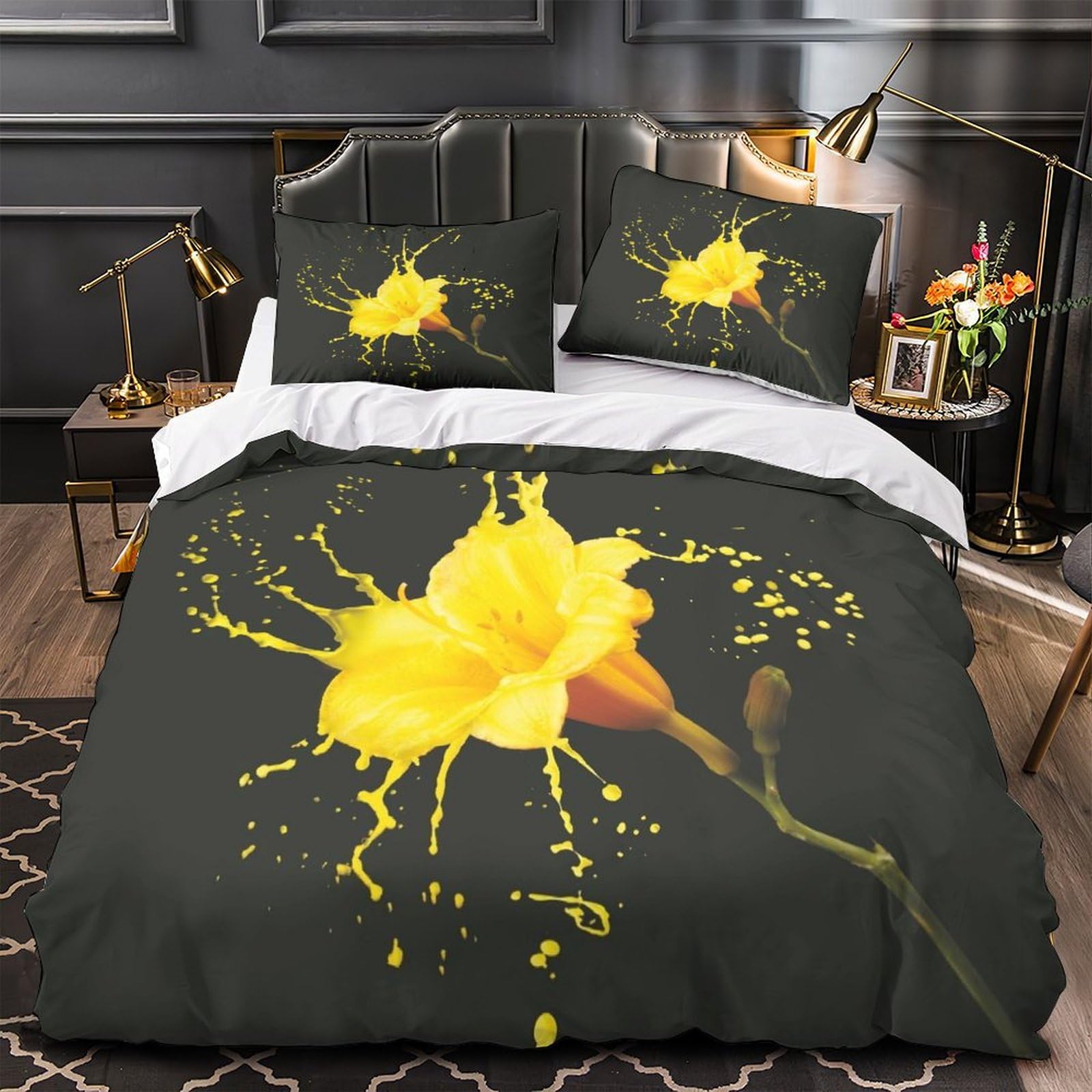 MXRMXR Flower Bedding Set Comforter Cover Duvet Cover 3D Bedspread 3 Piece Quilt Cover with Zipper Closure Soft Microfiber for Kids Children Super King（260x220cm）