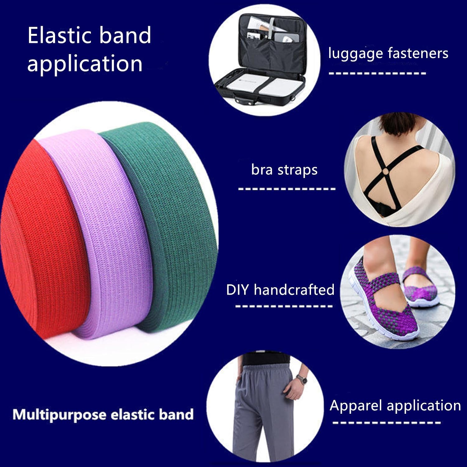 YunYunStrap Elastic Bands for Sewing 20mm, 3/4 Inch Flat Elastic Ribbon,Waistband Elastic