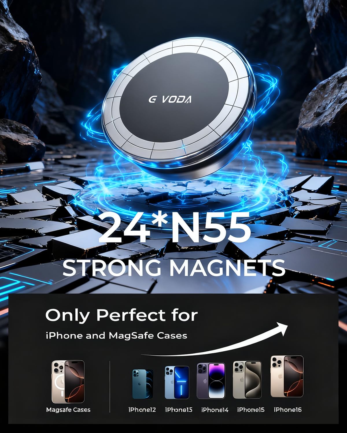 Se adapta a MagSafe - Soporte de coche para salpicadero de coche y pantalla Tesla [todo metálico], soporte ultra magnético para teléfono de coche, soporte de teléfono ajustable de 360°