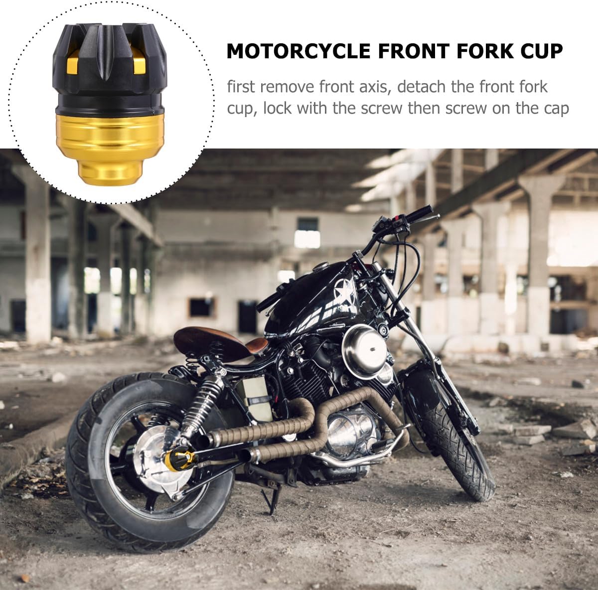 Cabilock 2 Pcs Motorcycle Front Fork Anti Collision Caps Aluminum Alloy Shockproof Fork Sliders Gold for Motorbike Off-road Dirt Bike Modification Accessories
