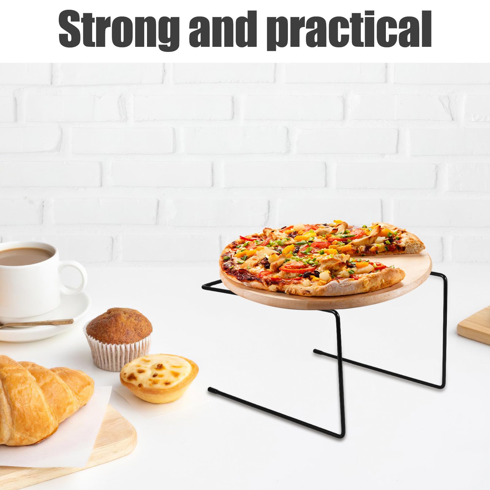 Cabilock 4 Soportes Metálicos para Pizza - Soporte Antideslizante para Pizza - Bandeja Elevadora para Servir Comida Y Expositor para Restaurantes, Fiestas Y Panaderías