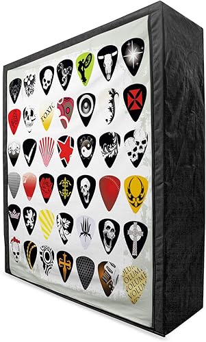 Ambesonne Rock Music Portable Fabric Wardrobe, Guitar Picks Various Designs Skulls Crosses Stripes and Stars Rockstar Lifestyle, Clothing Organizer