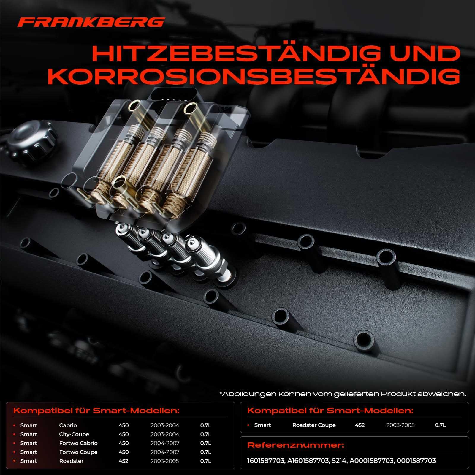 Frankberg 3 bobine di accensione + 6 candele per benzina 0001587703 | Compatibile con: R.o.a.d.s.t.e.r Coupé 452, Cabrio 450, Fortwo Cabrio 450, R.o.a.d.s.t.e.r 452, Fortwo Coupé 450