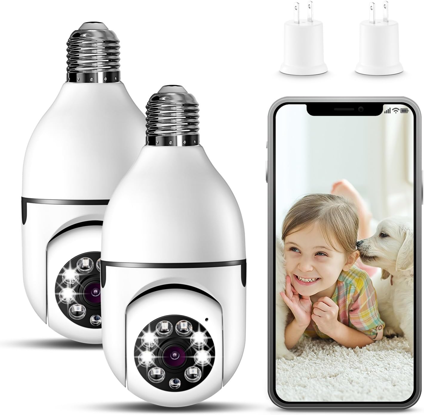 Light Bulb Security Camera, 1080P Light Socket Security