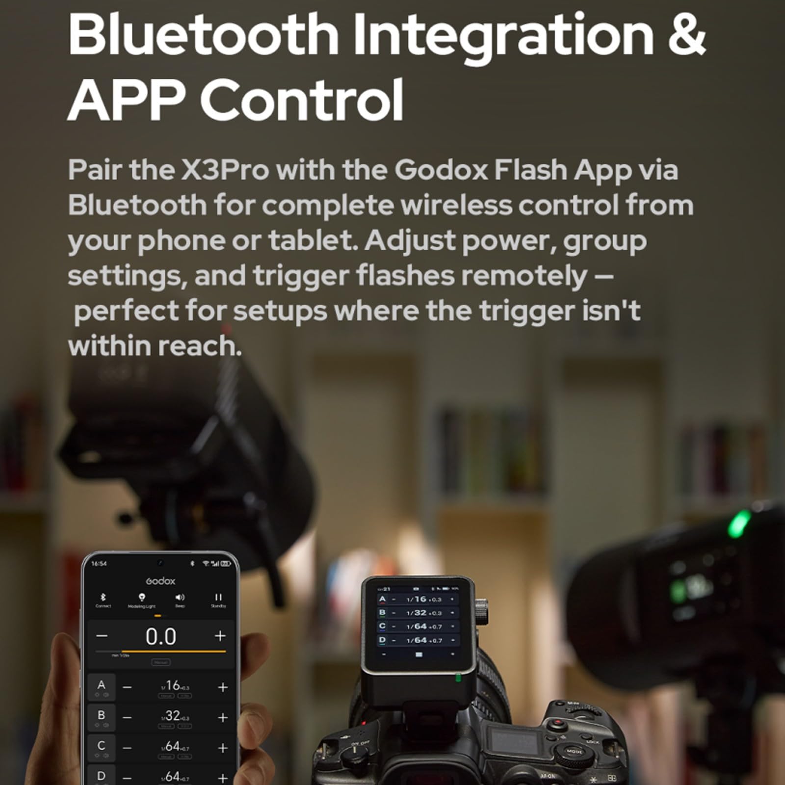 Godox X3 Pro S Disparador de Flash TTL con Pantalla táctil para Sony, inalámbrico 2.4G, Pantalla LCD de 2.4", integración Bluetooth y Control Mediante aplicación, transmisor de Flash inalámbrico.