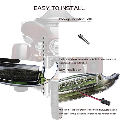 Miniatura 3 de Luces de punta de guardabarros ahumadas, luces LED delanteras blancas compatibles con Harley FLHP Touring Road King FLHR Electra Glide Classic Ultra