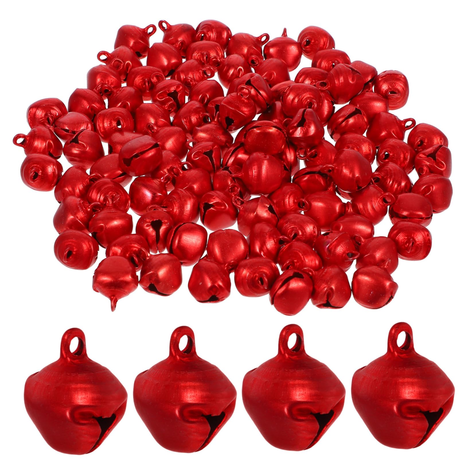Uonlytech 5 Set Campane di Natale Piccolo Campane Appese di Natale Colorato Tintinnio con Piccole per L'artigianato llo Tintinnante Alluminio Rosso 100 Pezzi*5