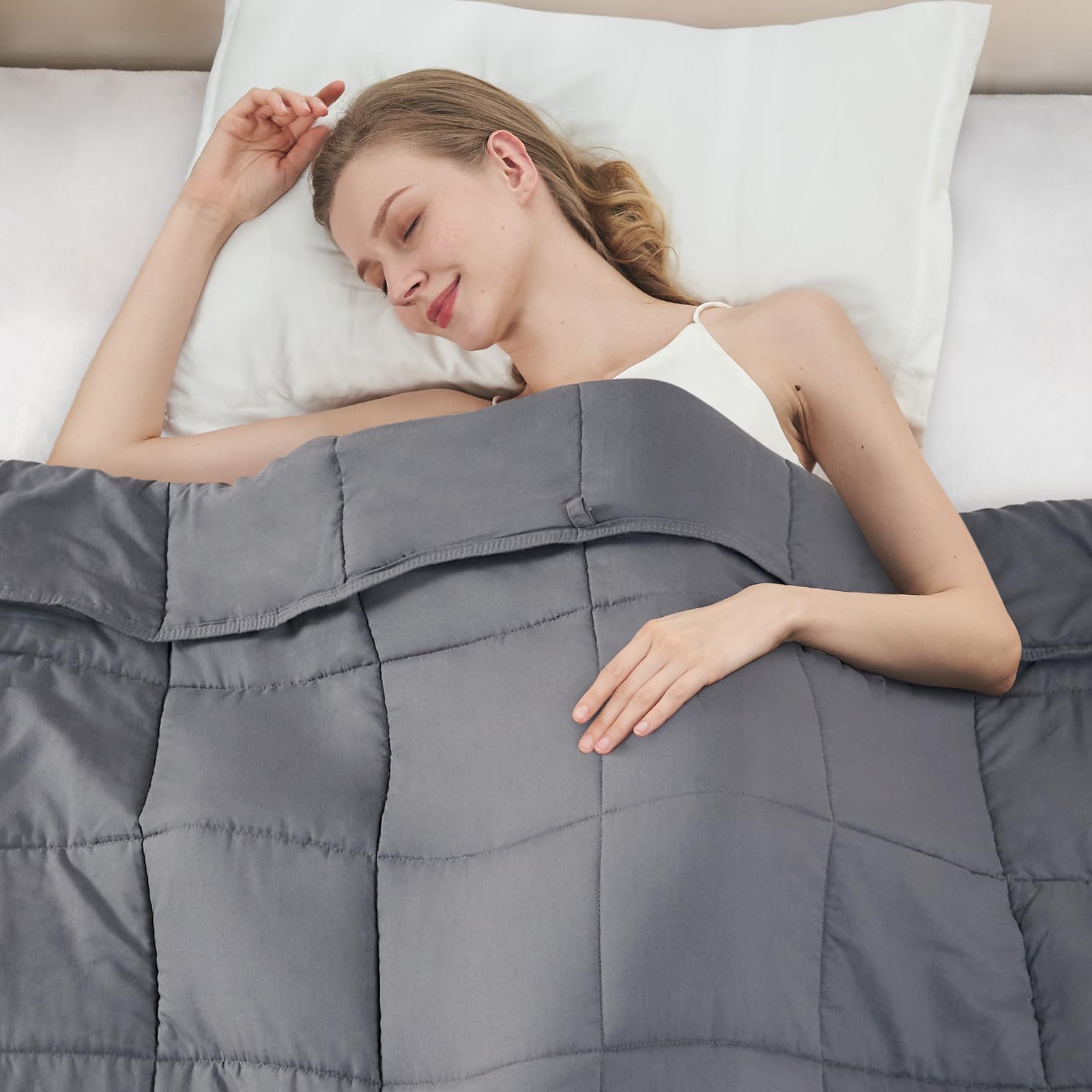 yescool Weighted Blanket 10 Pounds Twin Cooling Weighted Lap Blanket, Grey Heavy Blanket for Sleeping, Washable Weighted Throw Blanket for 80-110lbs, 48"x72"