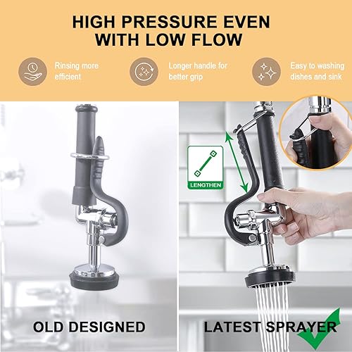 Miniatura 5 de PALUKIA Commercial Kitchen Faucet with Sprayer Wall Mount Sink Faucet 21" Height Commercial Sink Faucet 8 Inch Center with 9" Spout Faucet 20" Hose
