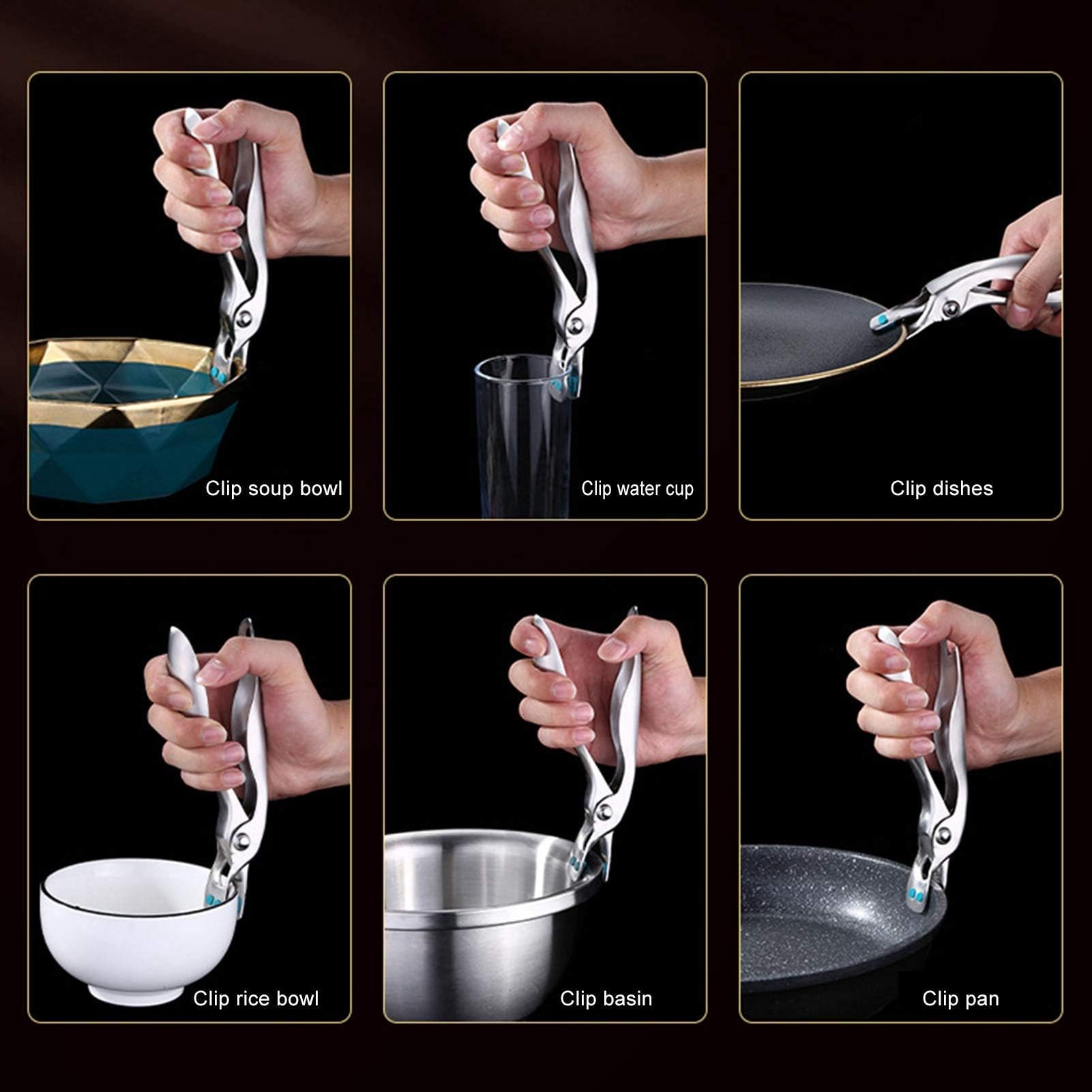 Pinze Per Pentole In Acciaio Inox - 2 Pezzi Antiscottatura Per Padelle, Ciotole E Barattoli - Foto 12