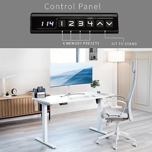Miniatura 6 de VIVO DESK-KIT-1W55S-W - Escritorio eléctrico de esquina cuadrada de 55 x 24 pulgadas con control de memoria ajustable en altura, parte superior