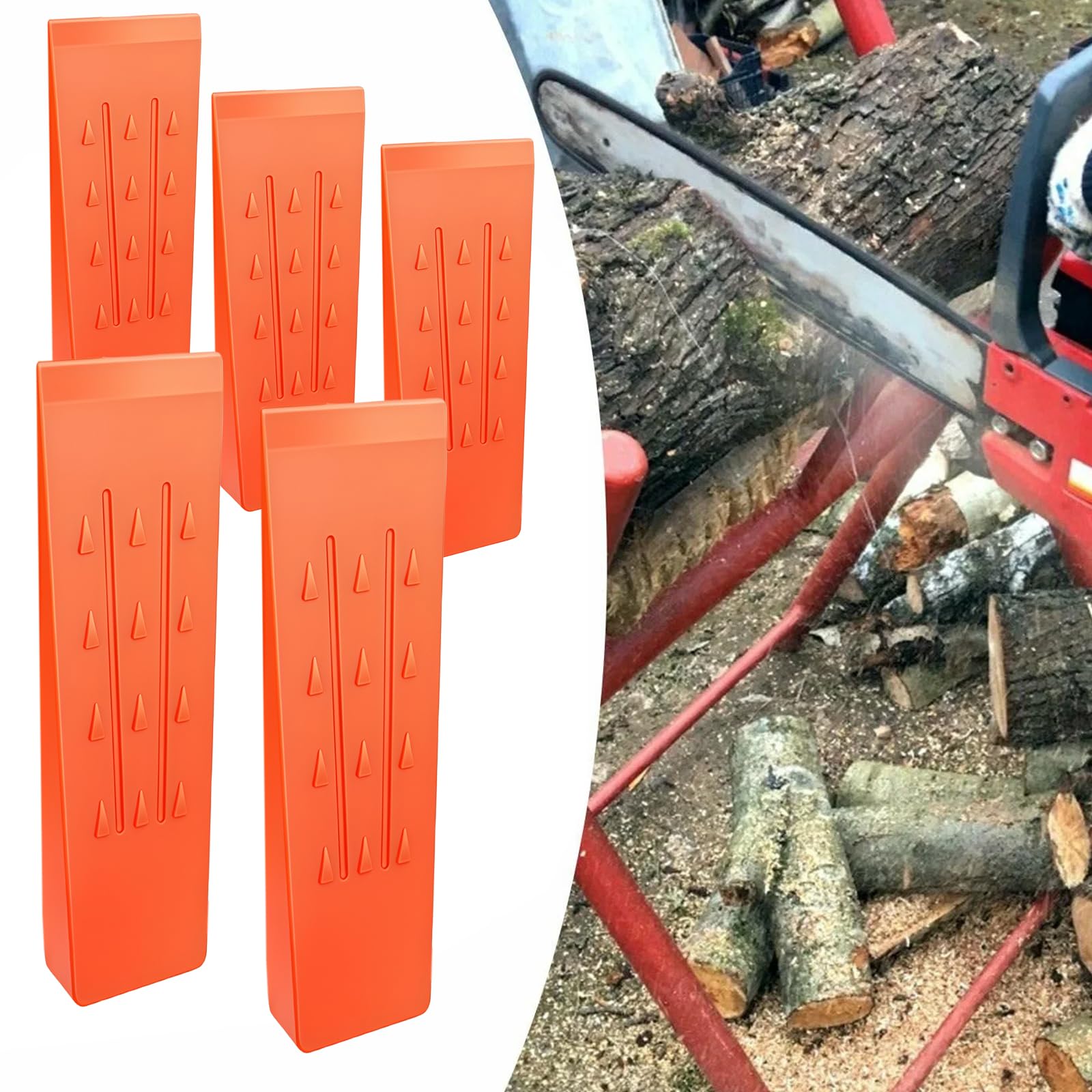 Lot de 5 cales d'abattage : cales en plastique antidérapantes avec barbillons, écailles et grain profilé, pour tronçonneuses de 6/8", cales forestières, cales d'arbre pour abattage contrôlé des
