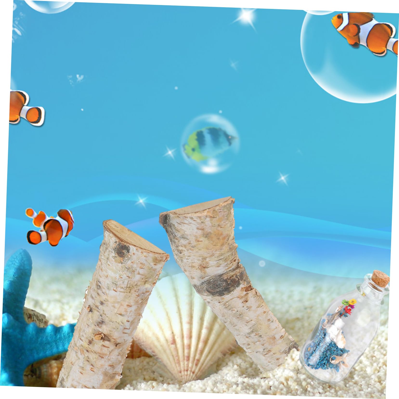 Hohopeti 8 Pcs Natural Wood Blocks DIY Fish Tank Decorative Wood Decor Decorative White Birch Logs