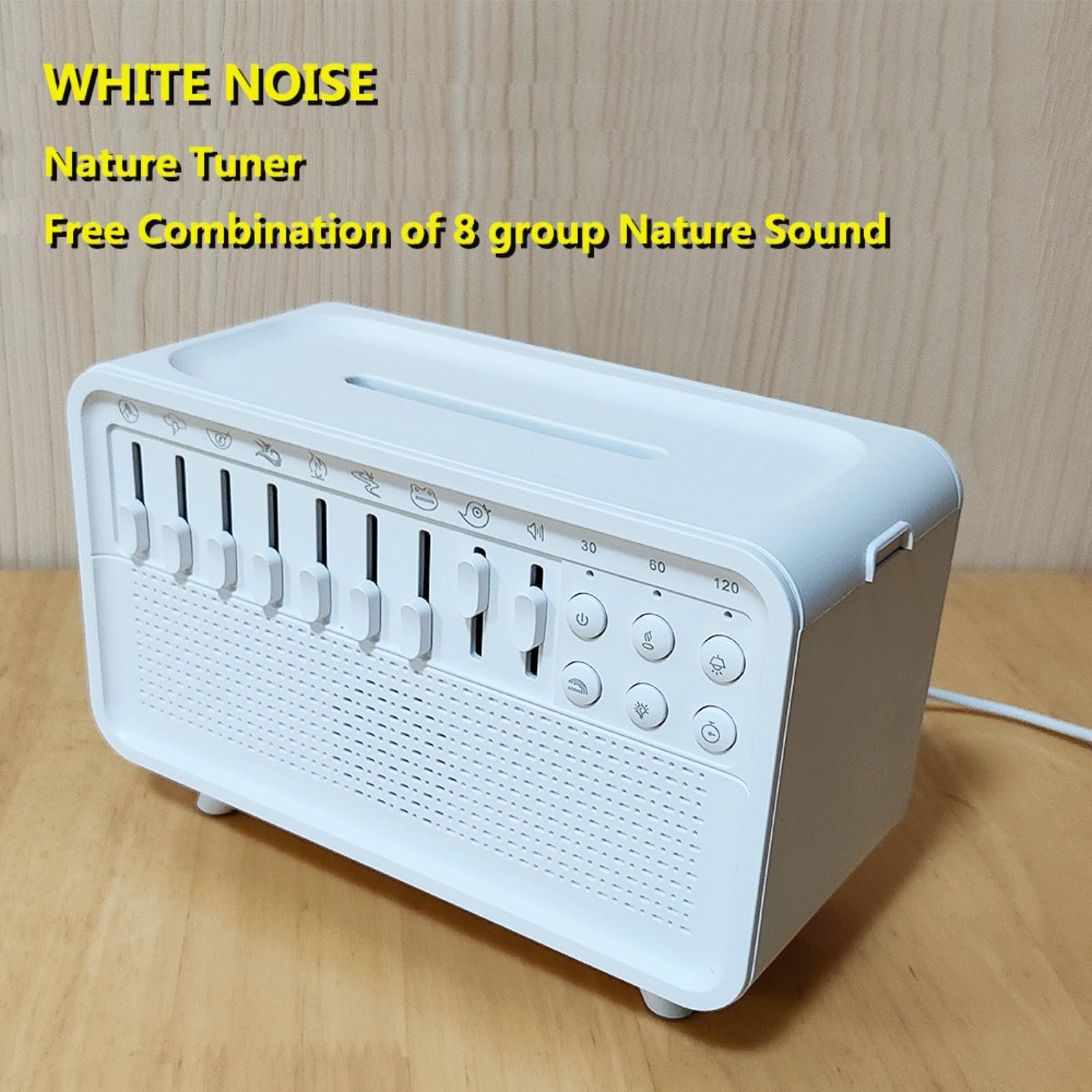 Difusor de Ruido Blanco portátil, Difusor portátil de máquina de ruido blanco, con 8 Ruidos Blancos Ajustables, Altavoces, Ayuda para Dormir, humidificador de Aire con aromaterapia, luz Nocturna Suave